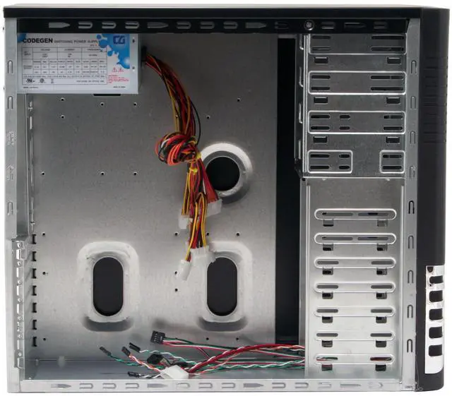 Alt view image 7 of 15 - CODEGEN 6215L-CA-12CM Black Steel ATX Mid Tower Computer Case 350W cUL P/S with 12cm Fan ( 20+4 Pin Socket 775 Ready) Power Supply