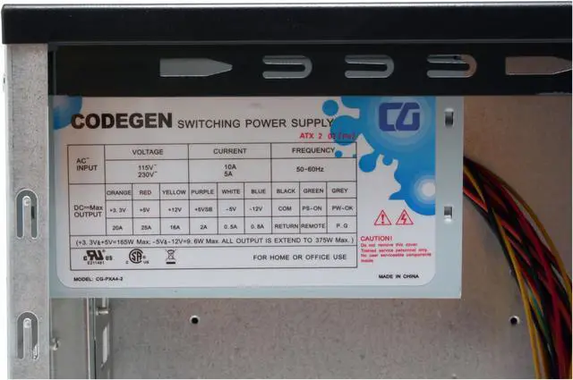 Alt view image 11 of 15 - CODEGEN 6215L-CA-12CM Black Steel ATX Mid Tower Computer Case 350W cUL P/S with 12cm Fan ( 20+4 Pin Socket 775 Ready) Power Supply