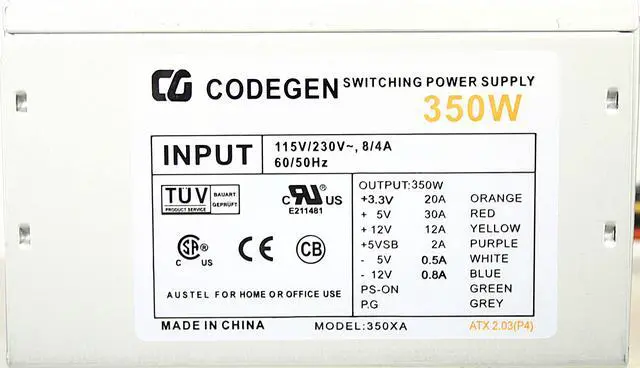 Alt view image 7 of 9 - CODEGEN L-6065-G4-TW4 Beige Metal ATX Mid Tower Computer Case 350W Power Supply