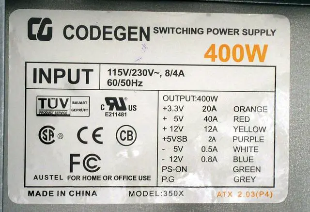 Alt view image 8 of 11 - CODEGEN CAT-9011-C10 Black/Silver Steel Server Computer Case 400W Power Supply