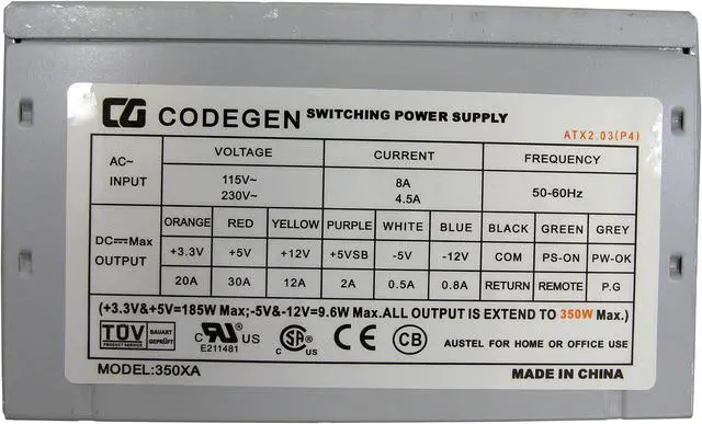 Alt view image 8 of 10 - CODEGEN C-6087-RD Black/Red Steel ATX Mid Tower Computer Case 350W Power Supply