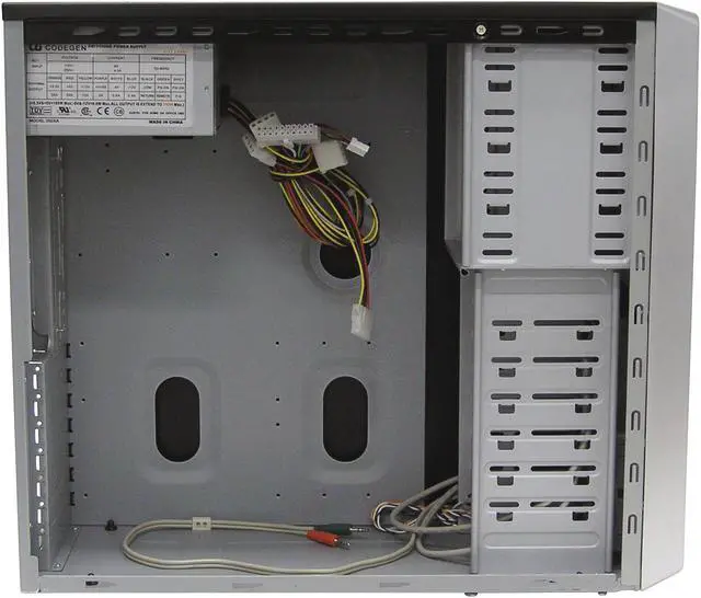 Alt view image 5 of 10 - CODEGEN L-6206-CAC9-38C2 Black/Silver Steel ATX Mid Tower Computer Case 400W cUL P/S with 12cm Fan ( 20+4 Pin Socket 775 Ready) Power Supply