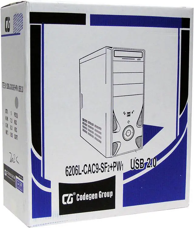 Alt view image 10 of 10 - CODEGEN L-6206-CAC9-38C2 Black/Silver Steel ATX Mid Tower Computer Case 400W cUL P/S with 12cm Fan ( 20+4 Pin Socket 775 Ready) Power Supply