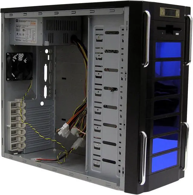 Alt view image 4 of 9 - CODEGEN 8011-CA Black/Blue Steel ATX Mid Tower Computer Case 350W Power Supply