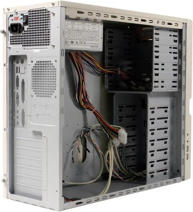 Alt view image 7 of 11 - CODEGEN 6208-1-PW1 Beige Steel ATX Mid Tower Computer Case 350W Power Supply