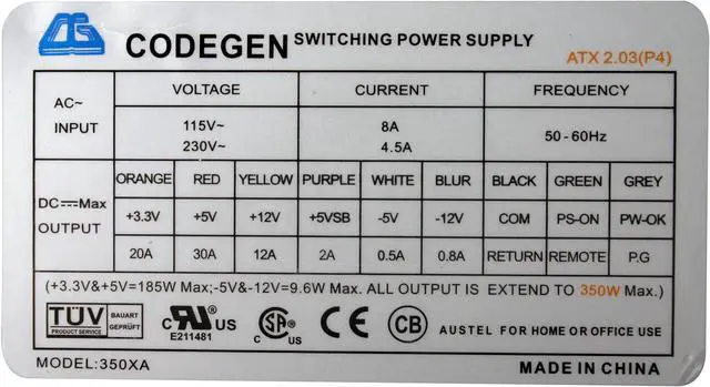 Alt view image 10 of 11 - CODEGEN 6208-1-PW1 Beige Steel ATX Mid Tower Computer Case 350W Power Supply