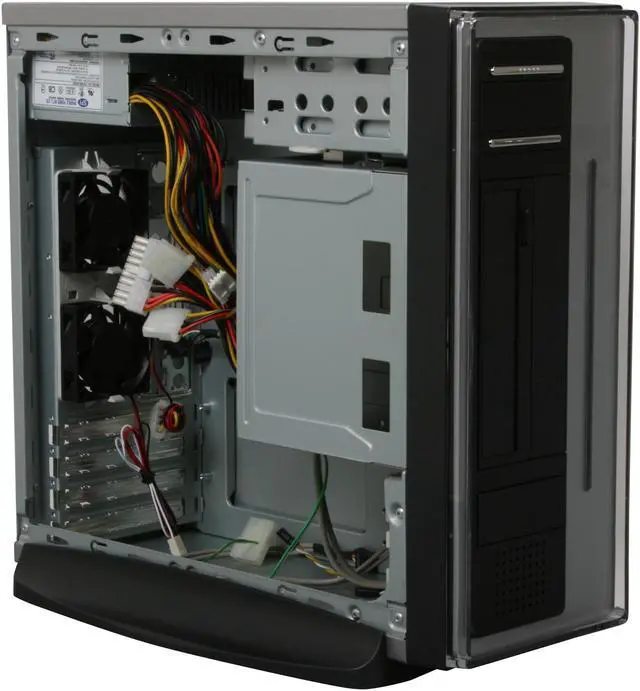 Alt view image 8 of 12 - Athenatech A100SC.200 Black/ Silver Steel Micro ATX Desktop Computer Case 200W Power Supply