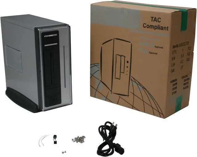Alt view image 12 of 12 - Athenatech A100SC.200 Black/ Silver Steel Micro ATX Desktop Computer Case 200W Power Supply