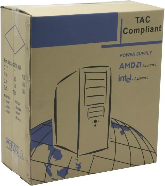 Alt view image 12 of 12 - Athenatech A4202BG.X350 Black/Gray Steel ATX Mid Tower Computer Case 350W Power Supply