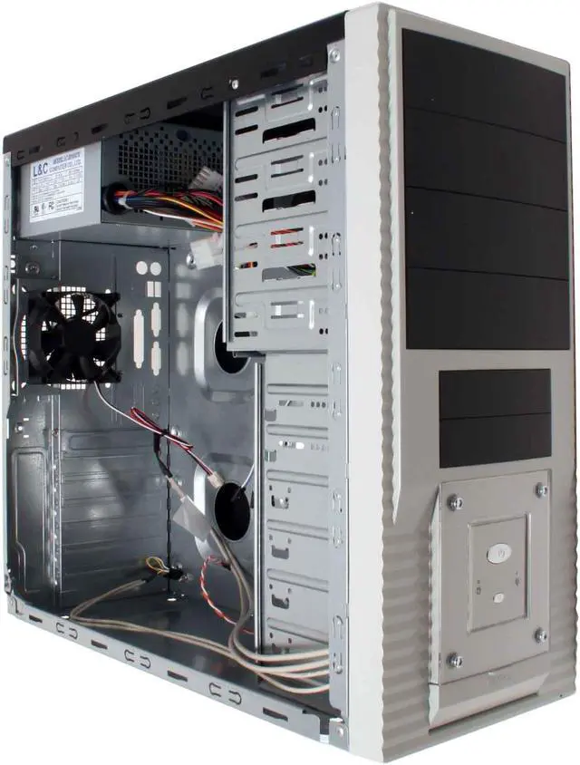 Alt view image 9 of 12 - Athenatech A4202BG.X350 Black/Gray Steel ATX Mid Tower Computer Case 350W Power Supply