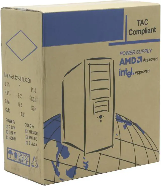 Alt view image 14 of 14 - Athenatech A4224BB.X350 Black Steel ATX Mid Tower Computer Case 350W Power Supply