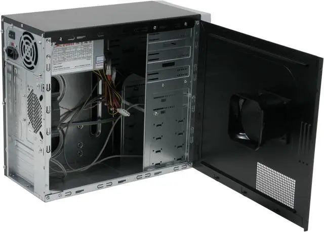 Alt view image 7 of 14 - Athenatech A3602BS.350 Black/ Silver Steel Micro ATX Mini Tower Computer Case 350W Power Supply
