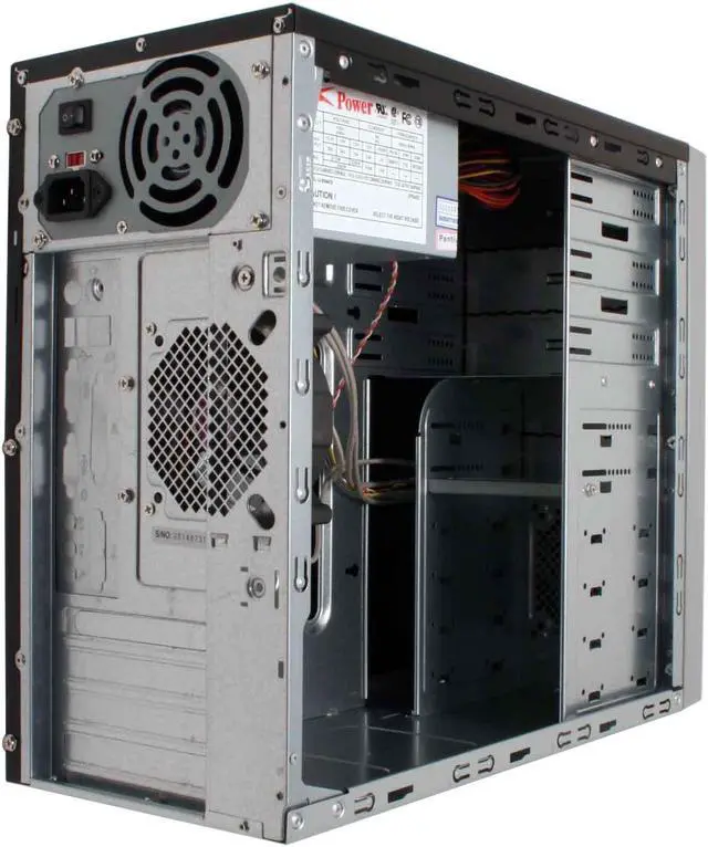 Alt view image 10 of 14 - Athenatech A3602BS.350 Black/ Silver Steel Micro ATX Mini Tower Computer Case 350W Power Supply