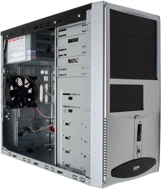 Alt view image 9 of 14 - Athenatech A3602BS.350 Black/ Silver Steel Micro ATX Mini Tower Computer Case 350W Power Supply