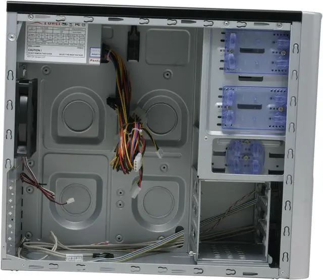 Alt view image 7 of 15 - Athenatech A602BS.400 Black/ Silver Steel ATX Mid Tower Computer Case 400W Power Supply