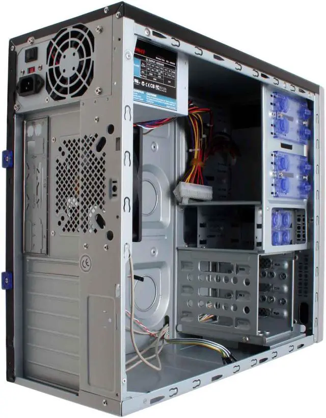 Alt view image 8 of 15 - Athenatech A602BS.400 Black/ Silver Steel ATX Mid Tower Computer Case 400W Power Supply