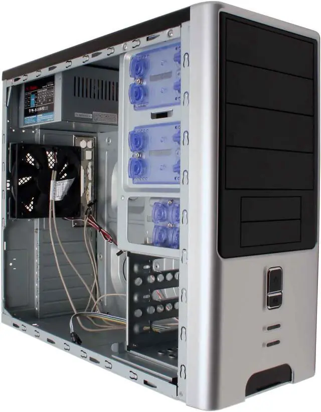 Alt view image 9 of 15 - Athenatech A602BS.400 Black/ Silver Steel ATX Mid Tower Computer Case 400W Power Supply