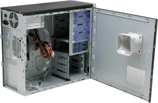 Alt view image 6 of 15 - Athenatech A602BS.400 Black/ Silver Steel ATX Mid Tower Computer Case 400W Power Supply