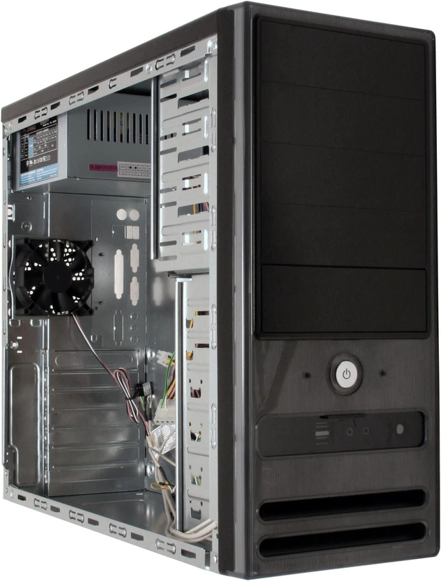 Alt view image 11 of 15 - Athenatech A416BS.400 Black / Silver Steel ATX Mid Tower Computer Case 400W Power Supply