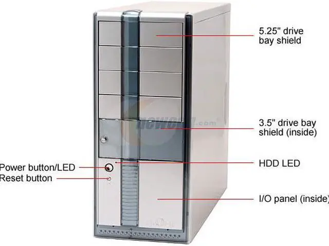 Alt view image 2 of 15 - Athenatech A449SL.400 Silver / Blue Steel ATX Mid Tower Computer Case 400W Power Supply