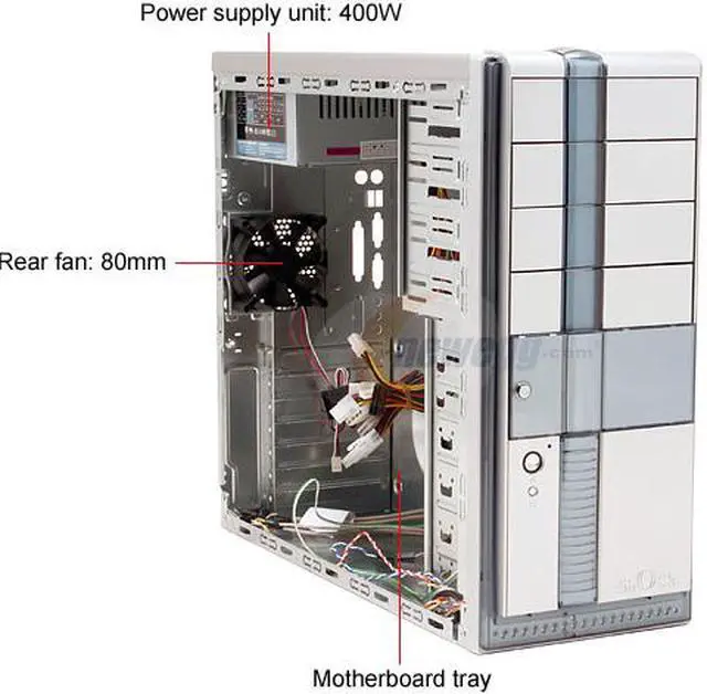 Alt view image 8 of 15 - Athenatech A449SL.400 Silver / Blue Steel ATX Mid Tower Computer Case 400W Power Supply