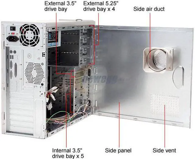 Alt view image 12 of 15 - Athenatech A449SL.400 Silver / Blue Steel ATX Mid Tower Computer Case 400W Power Supply