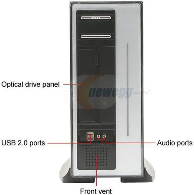 Alt view image 3 of 14 - Athenatech A100BB.350 Black / Silver Steel Micro ATX Desktop Computer Case SPI SFX 350W Power Supply