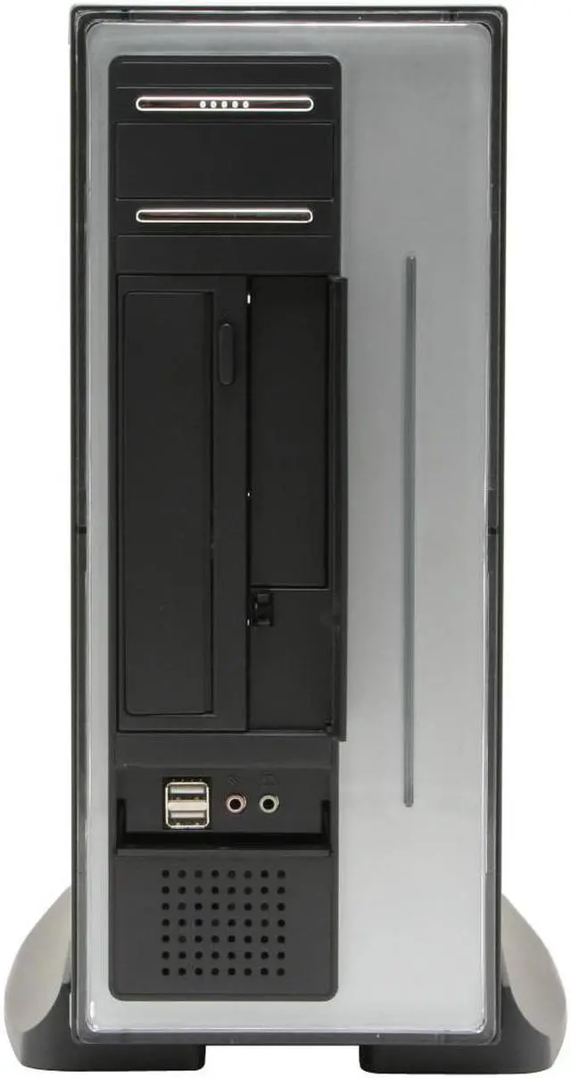 Alt view image 3 of 11 - Athenatech Silver/ Charcoal Steel A100SC.350 Micro ATX Media Center / HTPC Case