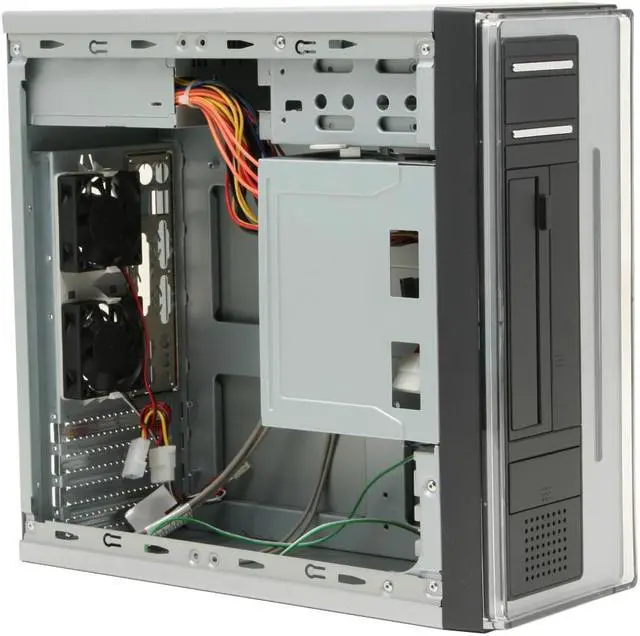 Alt view image 8 of 11 - Athenatech Silver/ Charcoal Steel A100SC.350 Micro ATX Media Center / HTPC Case