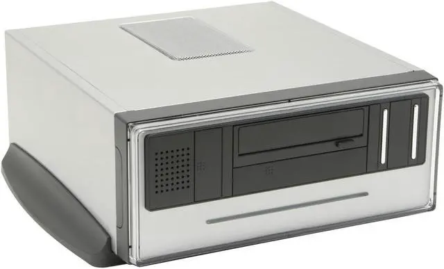 Alt view image 9 of 11 - Athenatech Silver/ Charcoal Steel A100SC.350 Micro ATX Media Center / HTPC Case