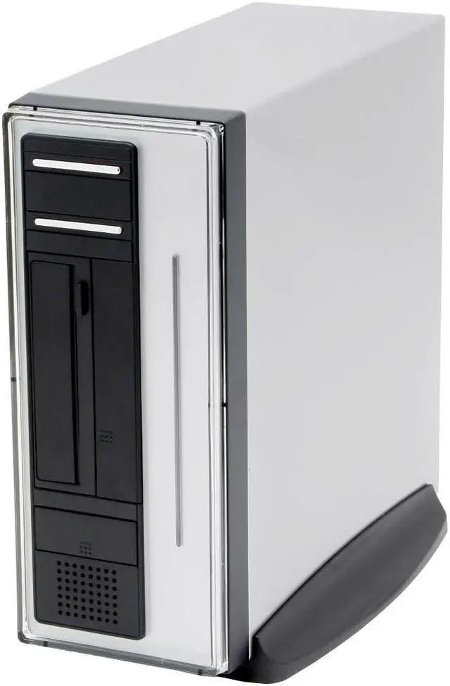 Alt view image 2 of 11 - Athenatech Silver/ Charcoal Steel A100SC.350 Micro ATX Media Center / HTPC Case