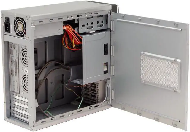 Alt view image 6 of 11 - Athenatech Silver/ Charcoal Steel A100SC.350 Micro ATX Media Center / HTPC Case