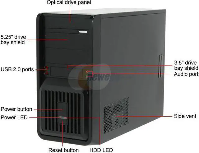 Alt view image 2 of 14 - Athenatech A6605BB.450 Black SECC Steel ATX Mini Tower Computer Case 450W Power Supply