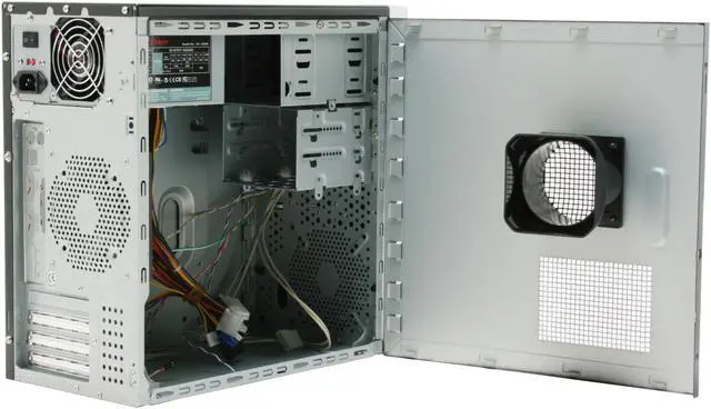 Alt view image 8 of 15 - Athenatech A301BS.450 Black / Silver Steel Micro ATX Mini Tower Computer Case 450W Power Supply