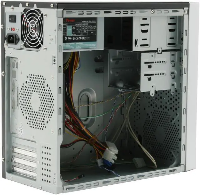 Alt view image 12 of 15 - Athenatech A301BS.450 Black / Silver Steel Micro ATX Mini Tower Computer Case 450W Power Supply