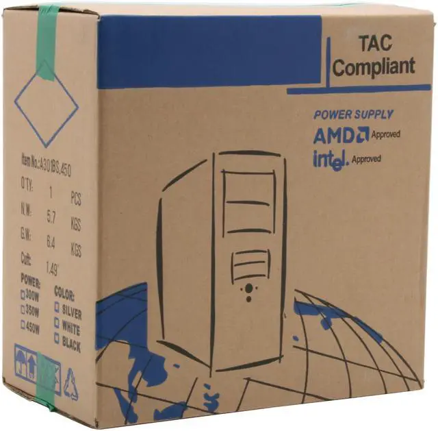 Alt view image 15 of 15 - Athenatech A301BS.450 Black / Silver Steel Micro ATX Mini Tower Computer Case 450W Power Supply