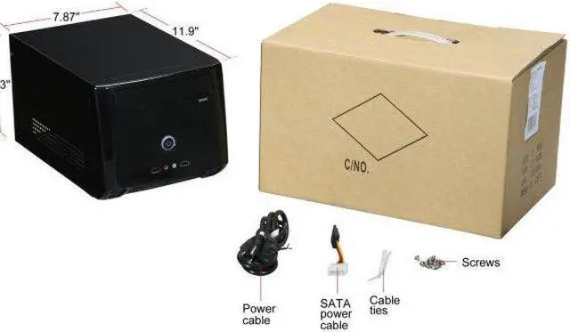 Alt view image 6 of 9 - Athenatech  A1089BB.150  Glossy Black  SECC Steel  Mini-ITX Tower  Computer Case150W  Power Supply with Glossy Black Front Panel