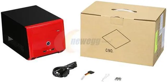 Alt view image 8 of 8 - Athenatech  A1089BR.150  Glossy Black  SECC Steel  Mini-ITX Tower  Computer Case150W  Power Supply with Red Front Panel