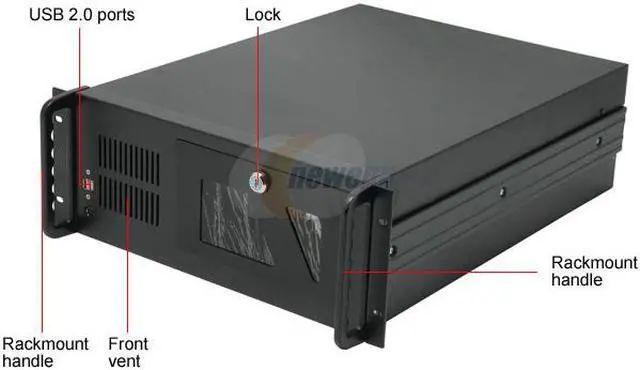 Alt view image 3 of 8 - Athena Power RM-4U4038B40 Black Steel 4U Rackmount Server Case 400W 3 External 5.25" Drive Bays