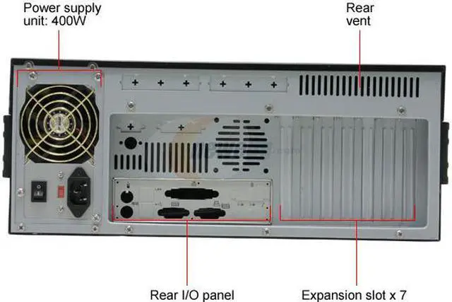 Alt view image 4 of 8 - Athena Power RM-4U4038B40 Black Steel 4U Rackmount Server Case 400W 3 External 5.25" Drive Bays