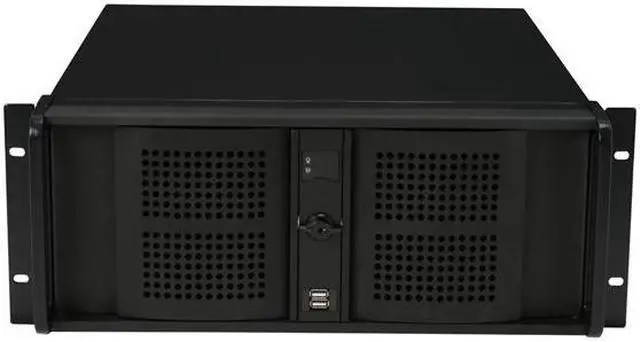 Alt view image 2 of 9 - Athena Power RM-4U4088B48 Black 1.0mm Steel 4U Rackmount Server Case 480W Power Supply 3 External 5.25" Drive Bays