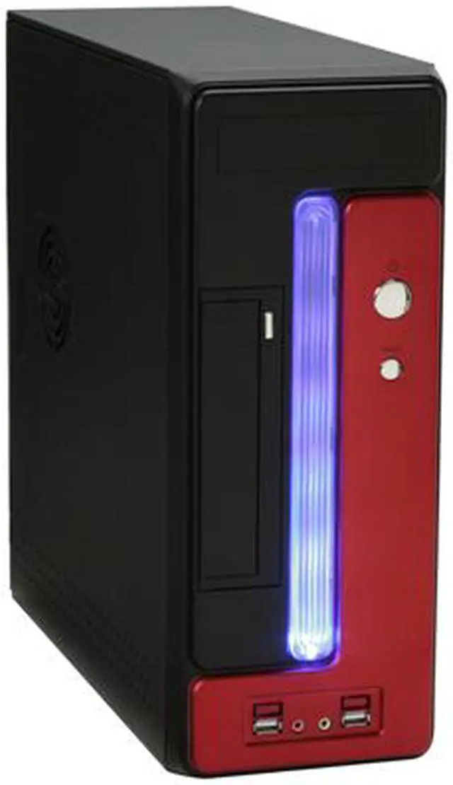 Alt view image 2 of 13 - Athena Power CA-1015CR25 Black / Red SECC Steel MicroATX Desktop / MicroATX Slim Computer Case 250W Power Supply
