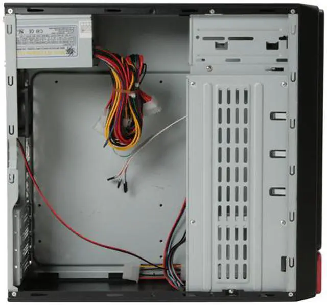 Alt view image 8 of 13 - Athena Power CA-1015CR25 Black / Red SECC Steel MicroATX Desktop / MicroATX Slim Computer Case 250W Power Supply