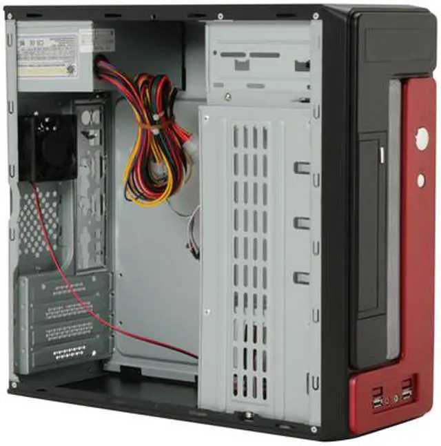 Alt view image 9 of 13 - Athena Power CA-1015CR25 Black / Red SECC Steel MicroATX Desktop / MicroATX Slim Computer Case 250W Power Supply