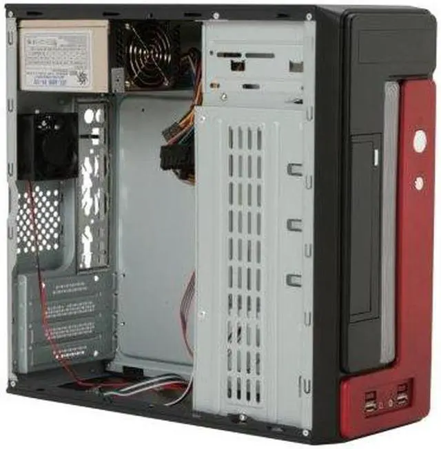 Alt view image 5 of 7 - Athena Power CA-1015CR40 Black / Red SECC Steel MicroATX Desktop / MicroATX Slim Computer Case 400W Power Supply
