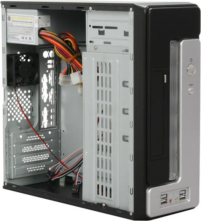 Alt view image 8 of 11 - Athena Power CA-1015IS25 Silver / Black MicroATX Desktop / MicroATX Slim Computer Case 250W Power Supply