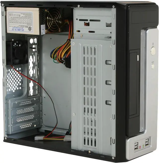 Alt view image 8 of 11 - Athena Power CA-1015IS40 Silver / Black Steel MicroATX Desktop / MicroATX Slim Computer Case 400W Power Supply