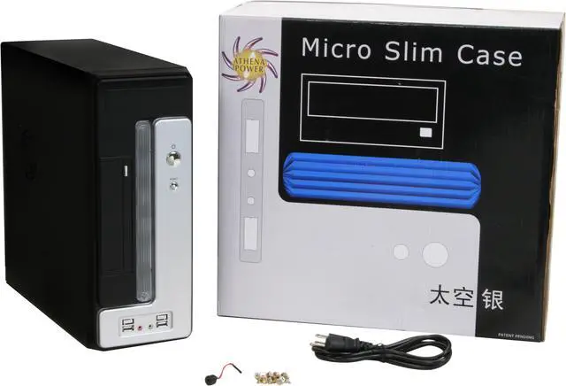 Alt view image 11 of 11 - Athena Power CA-1015IS40 Silver / Black Steel MicroATX Desktop / MicroATX Slim Computer Case 400W Power Supply