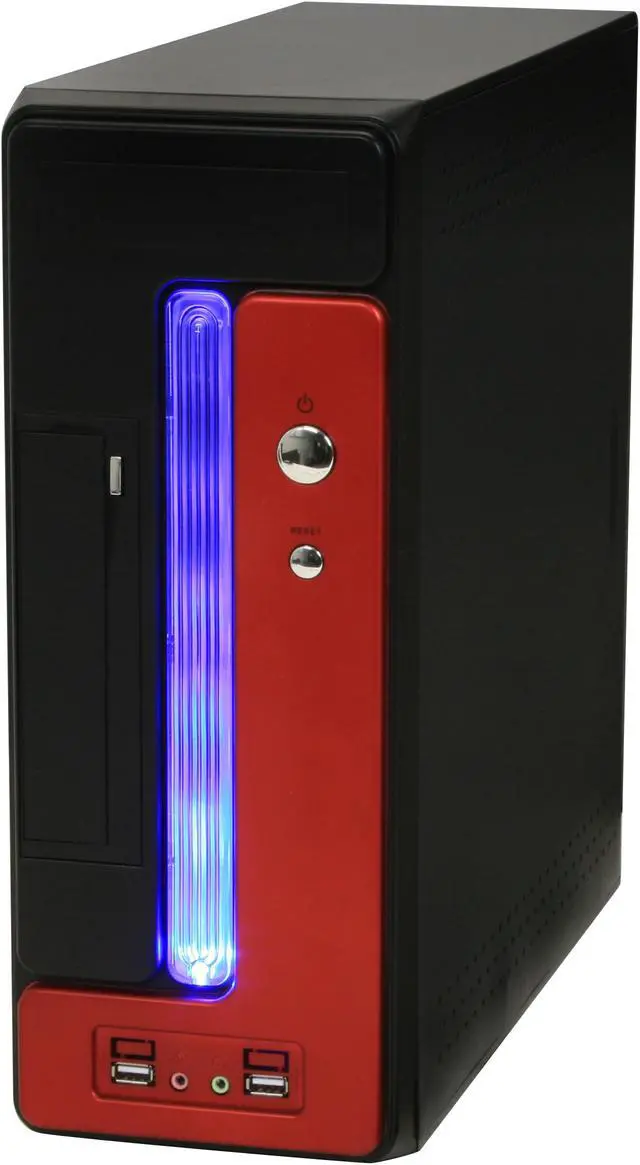 Alt view image 3 of 11 - Athena Power CA-1015CR30 Red / Black Steel MicroATX Desktop / MicroATX Slim Computer Case 300W Power Supply