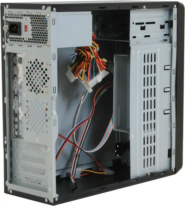 Alt view image 6 of 11 - Athena Power CA-1015CR30 Red / Black Steel MicroATX Desktop / MicroATX Slim Computer Case 300W Power Supply